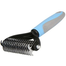 Grooming Brush For Pet Dog Deshedding Tool Rake Comb Fur Remover Reduce 2-Side Dematting Tool For Dogs  Pets Grooming Brush Double Sided Shedd (Color: Blue)