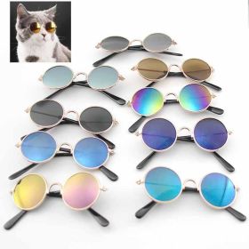 Pet Products Lovely Vintage Round Sunglasses Reflection Eye wear glasses For Small Dog Pet Photos Props Accessories (Color: Multicolor)