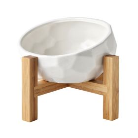 Pet bowl oblique mouth bowl food bowl dog bowl method bucket food bowl (Option: White 2pcs)