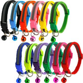 Small Pet Color Buckle Reflective Collars 1.0 Patch Bells Dog Collar Safety Adjustable For  Puppy Night Outdoor Supplies (Metal color: Purple, size: 19x32CM)