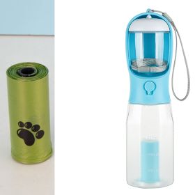 Portable Dog Water Bottle Food Feeder Drinker Poop Dispenser 3 In 1 Leak-proof Multifunctional Dog Water Bottle Pet Products (Option: Turquoise)